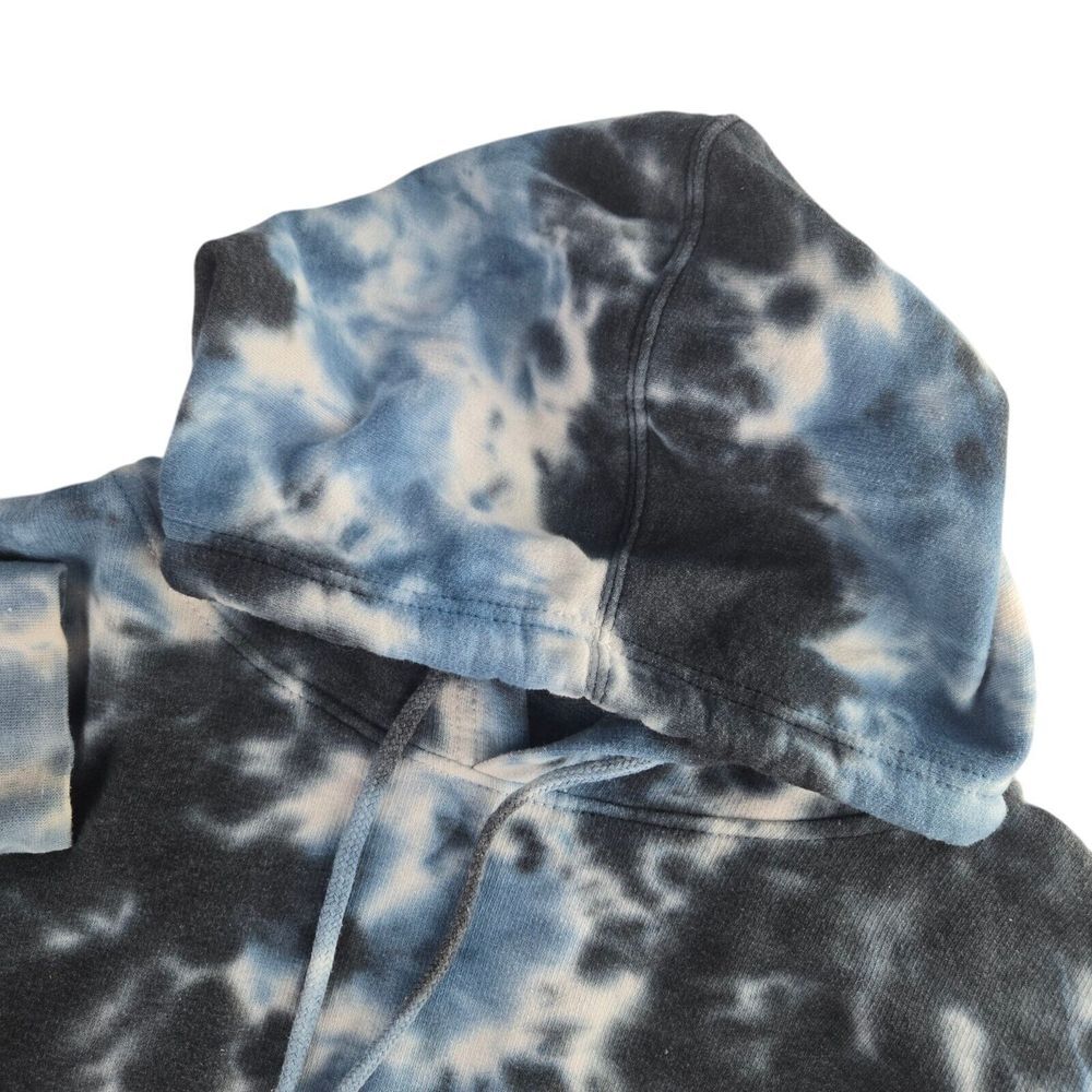 Eighty Eight mens XL Blue Tye Dye Mushroom Long Sleeve Fleece Pullover Hoodie
